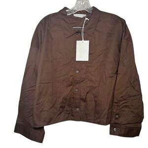 EVERLANE Brown Long Sleeve Button Up Shirt medium NWT academia old money neutral